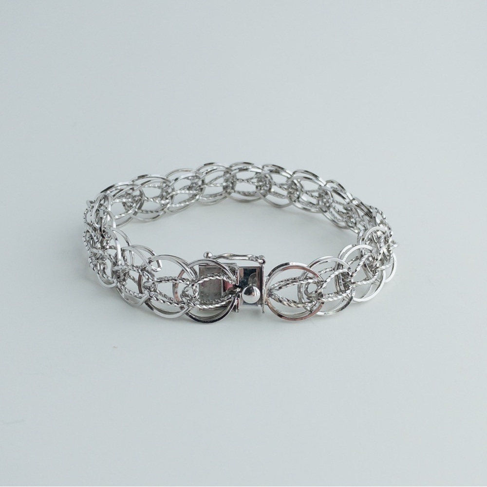 Forstner Vintage Sterling Silver Charm Bracelet Mesh Twisted Weave Chain 7.5in - Picture 6 of 16